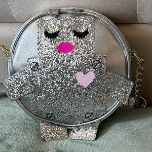 Betsey Johnson Silver Striped Crossbody Bag